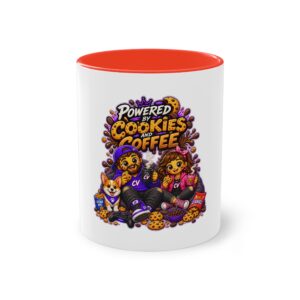 Zweifarbiger Keramikbecher 325ml "Powered by Cookies & Coffee 2" cartoon cookie