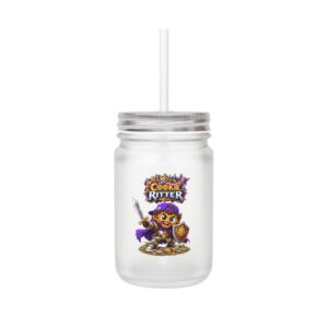 Crunchverse Monster Mason Jar Mug "Cookie Ritter" | Frosted Mason Jar with Straw