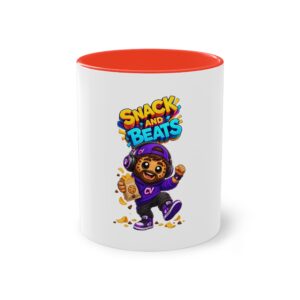 Zweifarbiger Keramikbecher 325ml "Snack and Beats" cartoon cookie