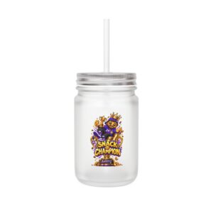 Crunchverse Monster Mason Jar Mug "Snack Champion 2" | Frosted Mason Jar with Straw