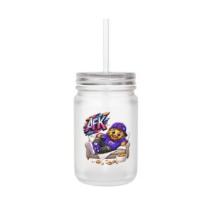 Crunchverse Monster Mason Jar Mug "AFK" | Frosted Mason Jar with Straw