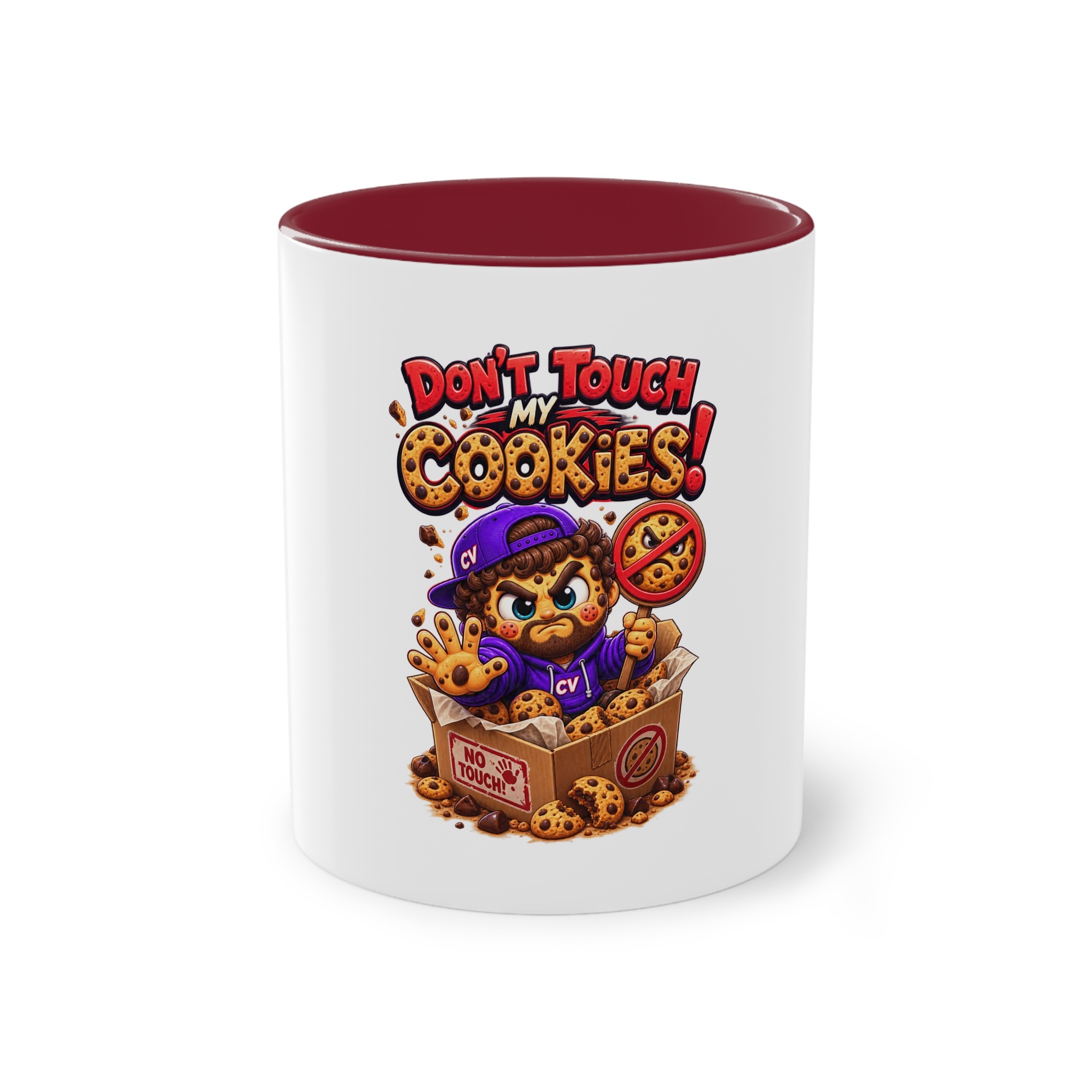 Zweifarbiger Keramikbecher 325ml "Dont touch my Cookies" cartoon cookie – Bild 7