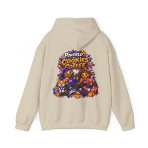 Kuschliger "Powered by Cookies & Coffee 2" Oversize-Hoodie | Snack Mascot Illustration