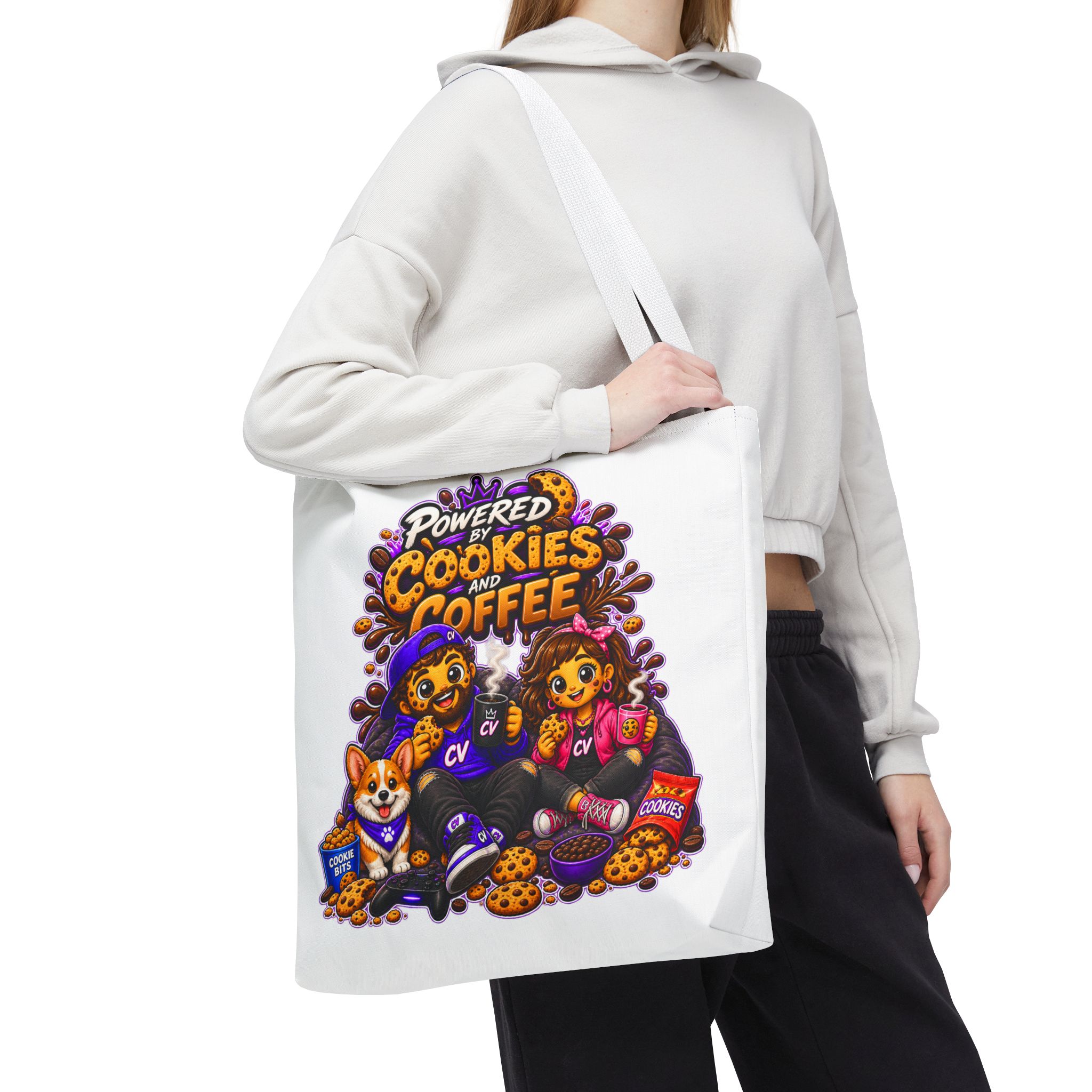 Crunchyverse Cookie Maskottchen-Tragetasche | "Powered by Cookies and Coffee 2" Character Artwork – Bild 15