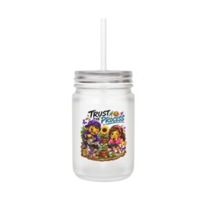 Crunchverse Monster Mason Jar Mug "Trust The Process" | Frosted Mason Jar with Straw